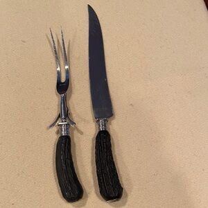Universal Carving Knife and Fork Set Stainless Steel with sterling trim